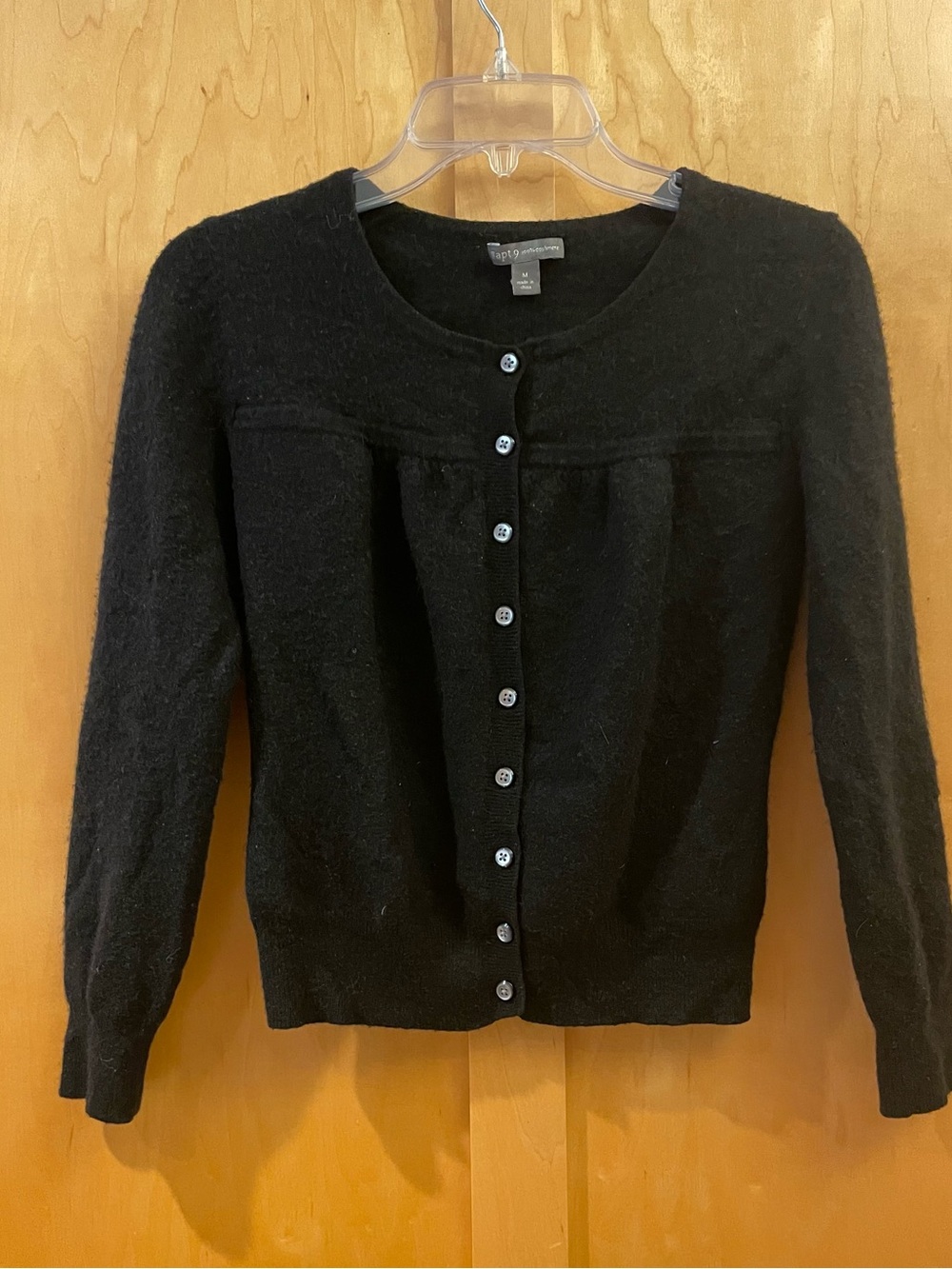 100% Cashmere Apt. 9 Black Button-Front Women's Cardigan Sweater